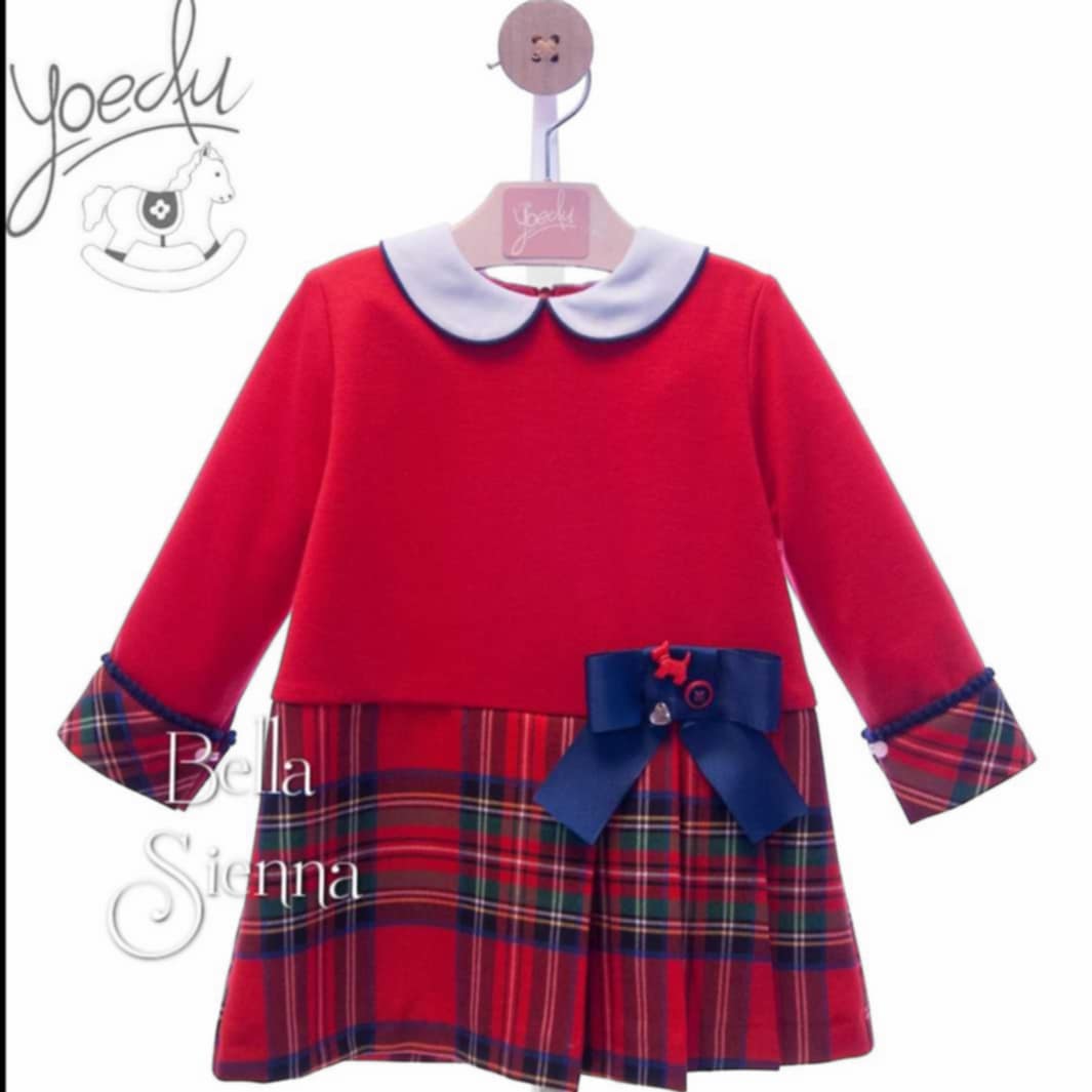 Yoedu Girls Red And Tartan Dress