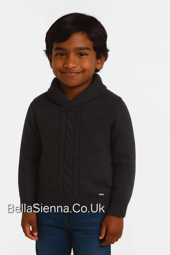 Babine Boys Grey Smart Knitted Jumper 1912602