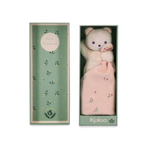 Kaloo Doudou Bear Toy Comforter - Leaves Of Love - Pink/Peach