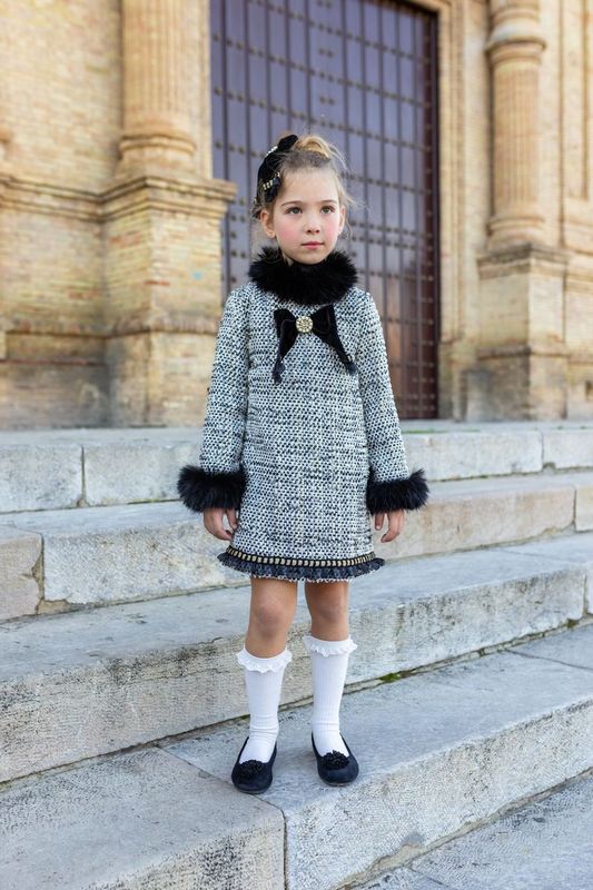 AW24 Naxos Girls Black Chanel Tweed Dress