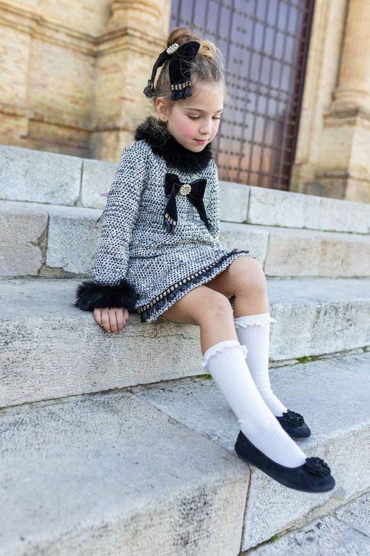 AW24 Naxos Girls Black Velour Hair Clip Bow