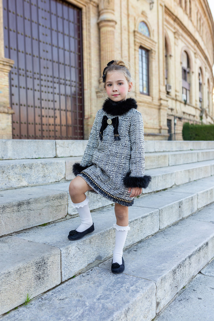 AW24 Naxos Girls Black Chanel Tweed Dress