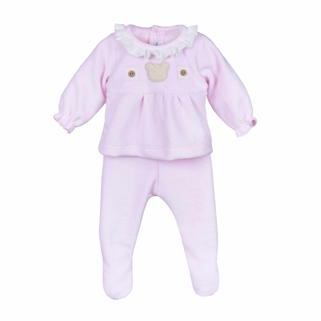 Calamaro Pink Velour Two Piece Teddy Bear Set - 11001
