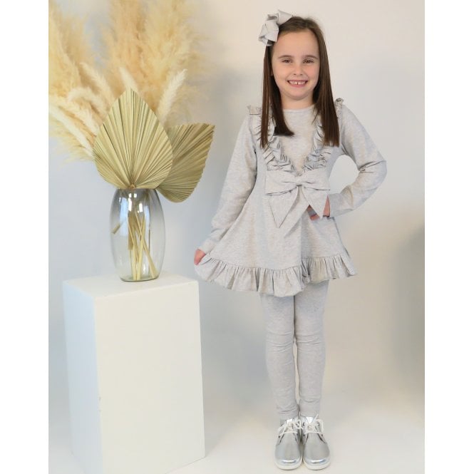 HARRIS KIDS "Faye" Girls Ruffle Bow Tracksuit - Grey