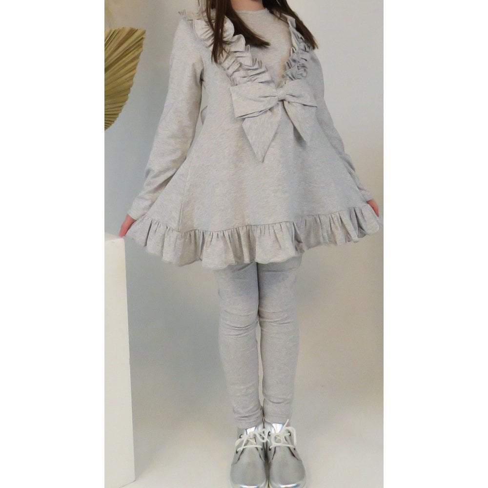 HARRIS KIDS "Faye" Girls Ruffle Bow Tracksuit - Grey