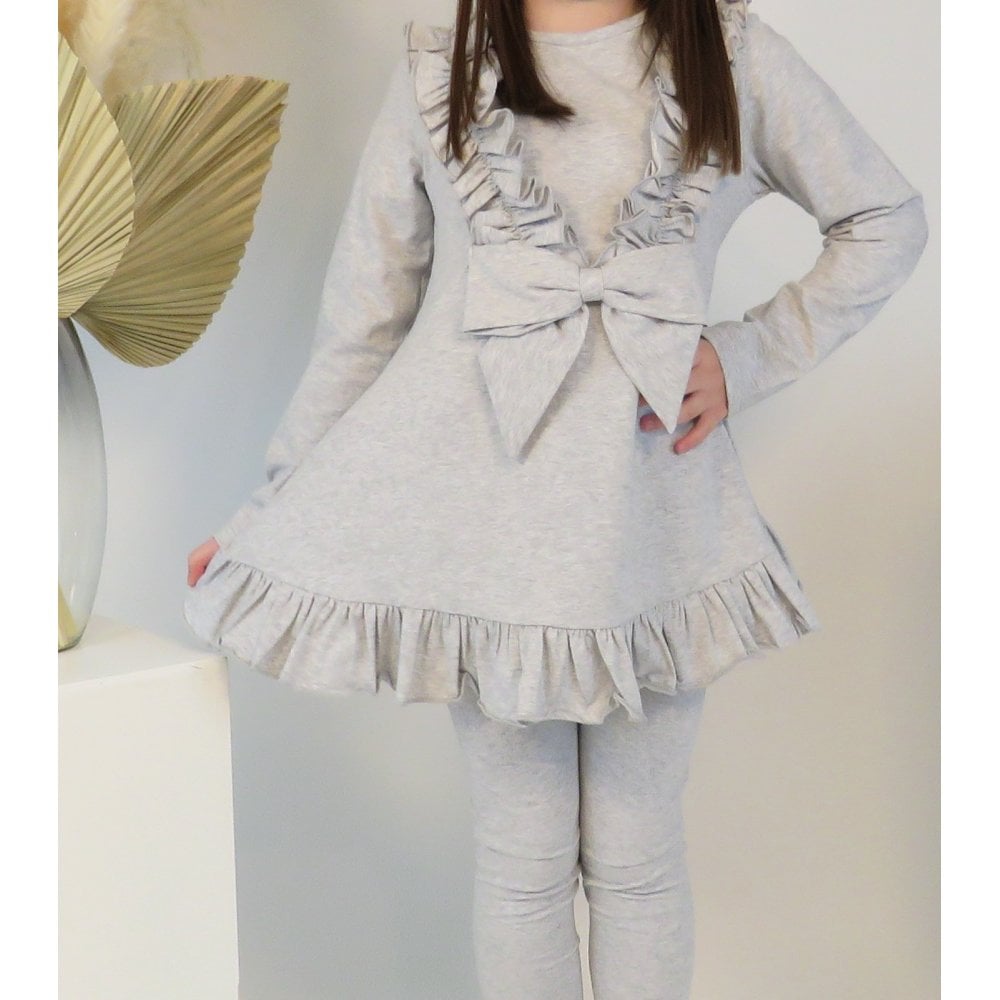 HARRIS KIDS "Faye" Girls Ruffle Bow Tracksuit - Grey