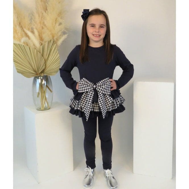 HARRIS KIDS "Georgie" Checked Frilly Bow Tracksuit - Red