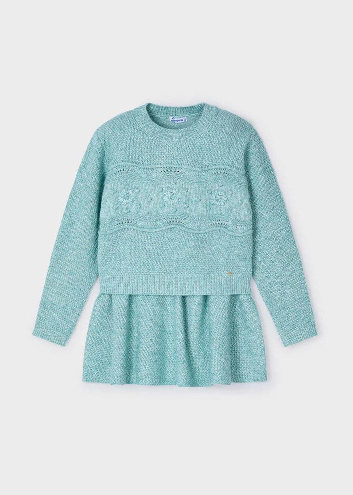 Mayoral Girls Tricot Skirt and Jumper Set - 4935 - Emerald Green