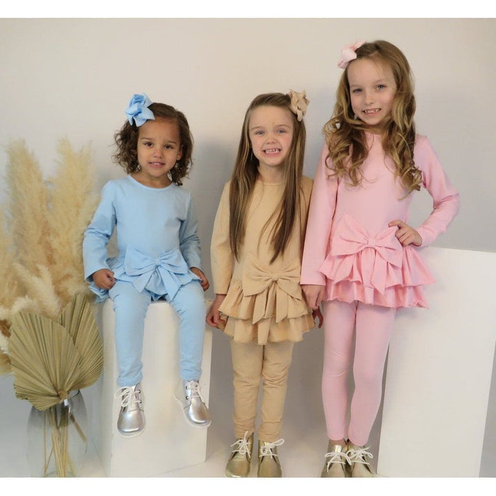 Harris Kids "Hallie" Girls Frilly Bow Tracksuit - Pink