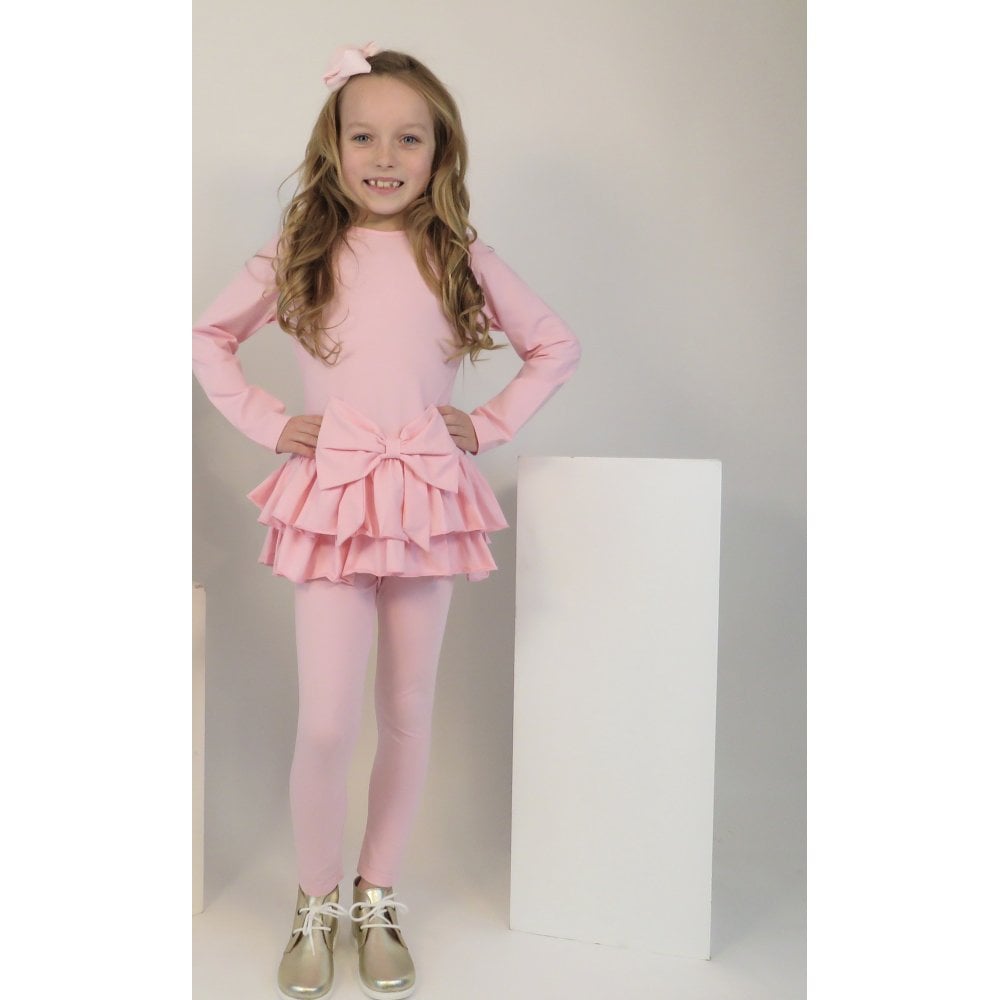 Harris Kids "Hallie" Girls Frilly Bow Tracksuit - Pink