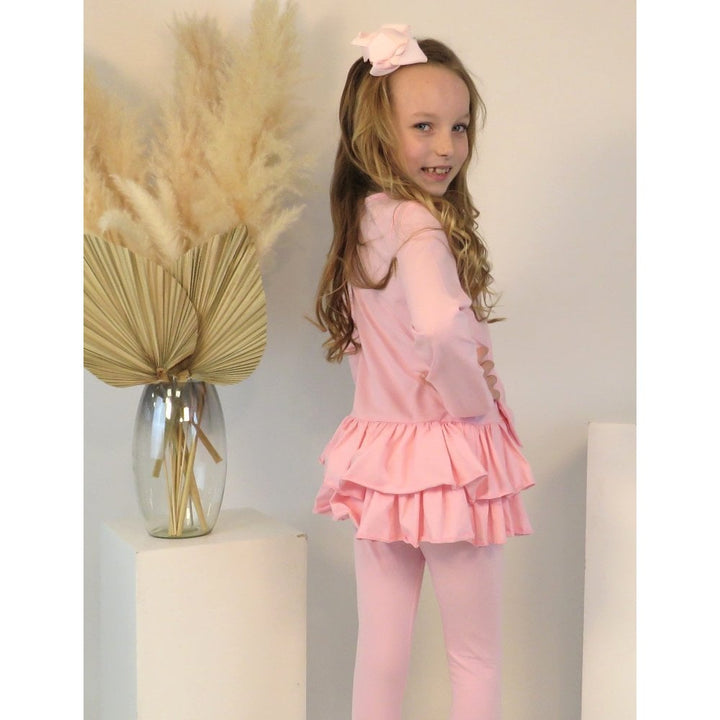 Harris Kids "Hallie" Girls Frilly Bow Tracksuit - Pink