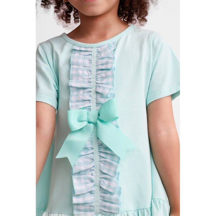 "Larosa" Girls Frilly 3 Piece Tracksuit Set - Mint Green - Top, Leggings & Shorts