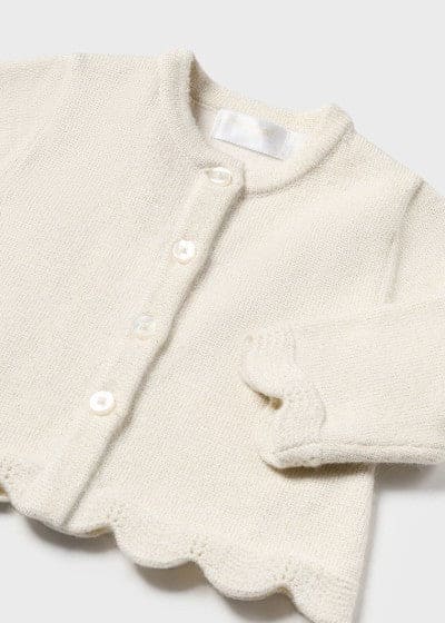 Mayoral Baby Girls Velour Ivory & Champagne Three Piece Set - Romper, Blouse & Cardigan  - 2245