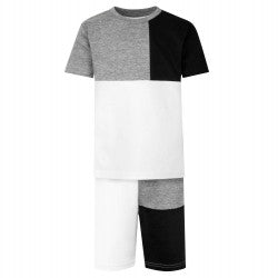 Bella Sienna Grey Boys Panel Shorts & T-shirt Set