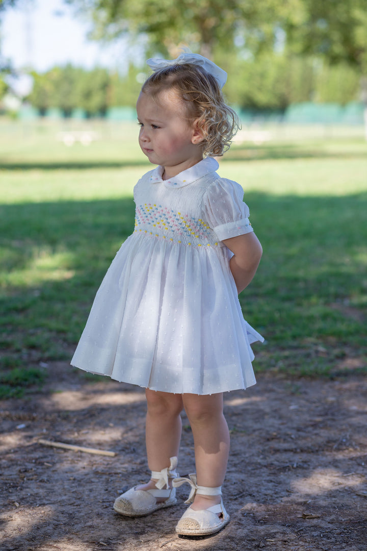 Naxos Hand Smocked Pastel Dress & Matching Hair Bow - 7331