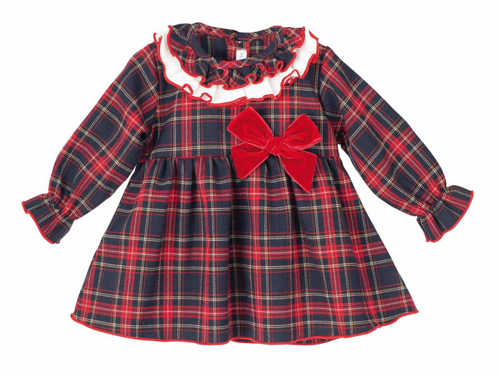 Baby Girls Red Tartan Dress & Bonnet - 21248B