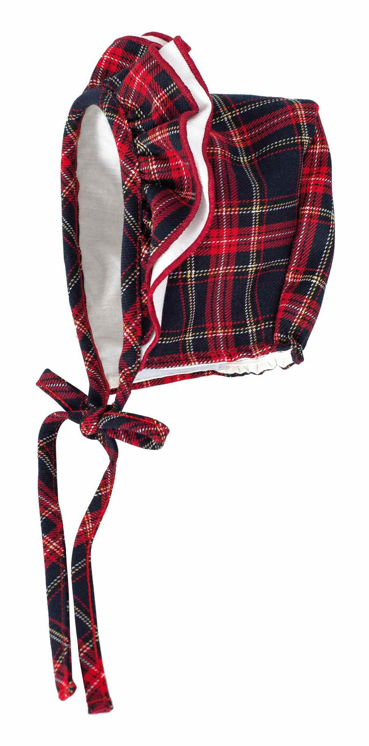 Baby Girls Red Tartan Dress & Bonnet - 21248B