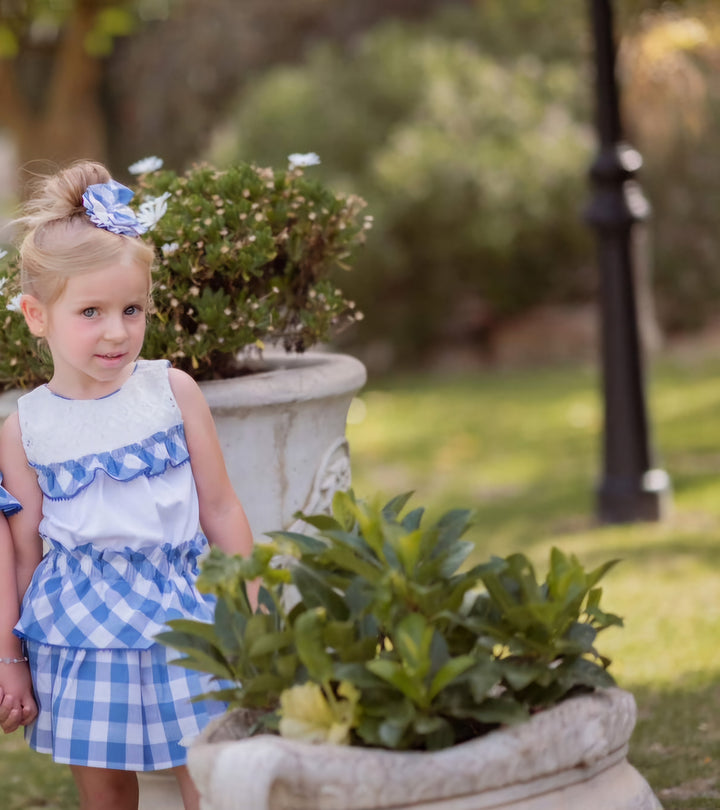 Miranda Blue & White Skirt & Top Set - 238