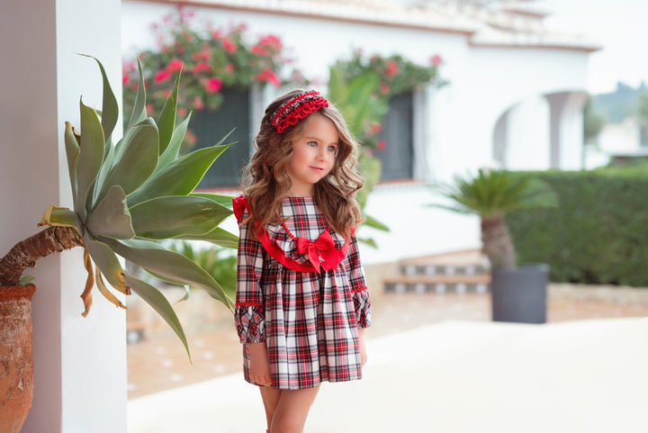 Miranda Red Tartan Dress & Matching Headband - 0612 V