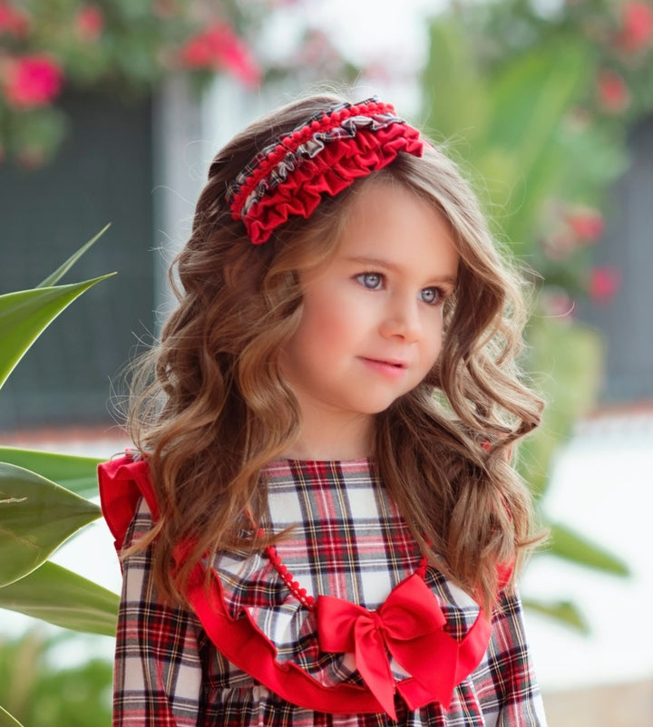 Red Tartan Headband To Match Tartan Dress - 612 - 1617