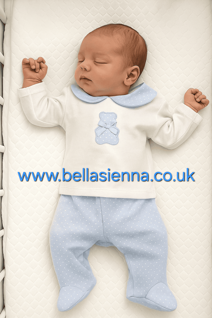 Boys Blue & White Teddy Bear Two Piece Set - MOD02