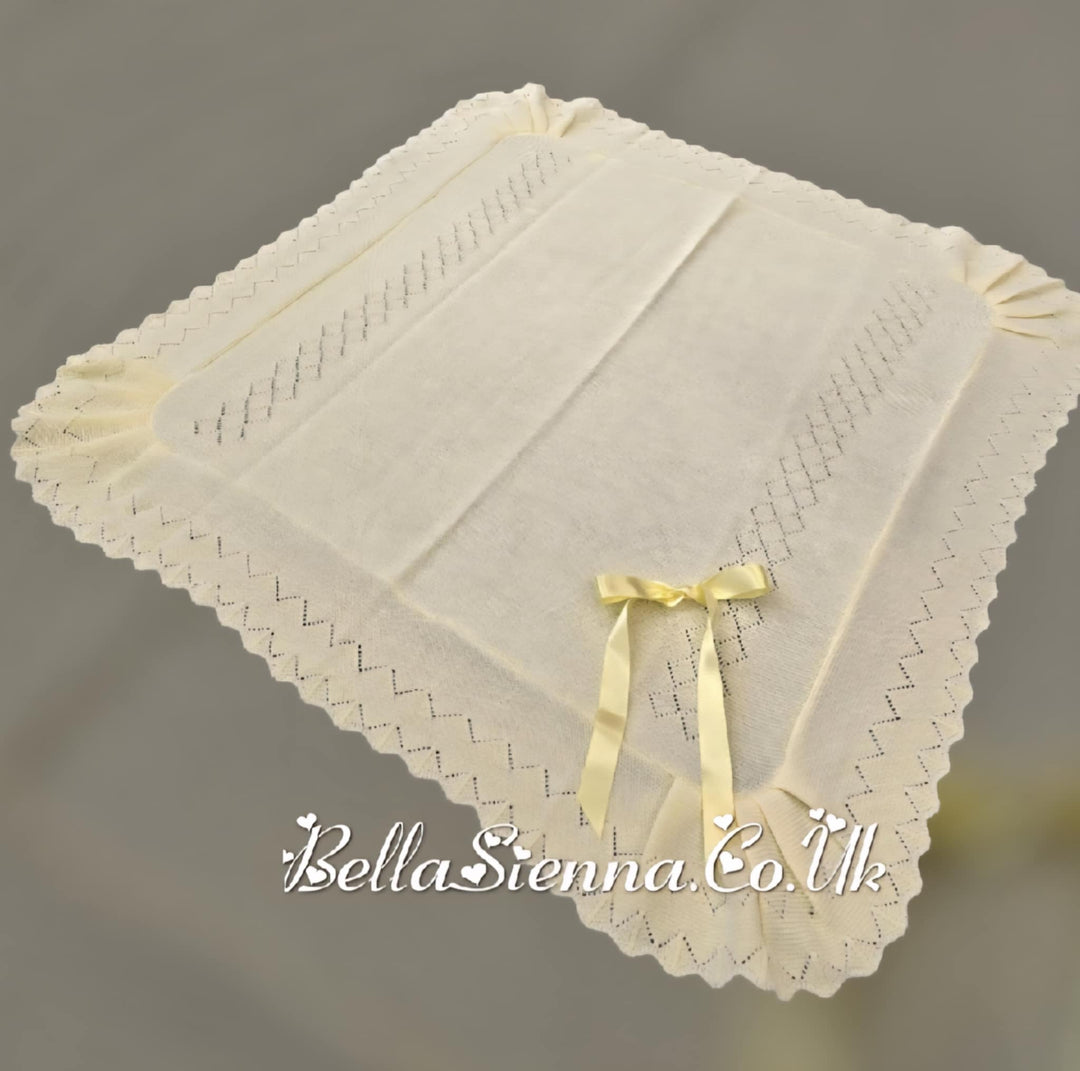 Bella Sienna Lemon Knitted Luxury Shawls With Bow - 2660