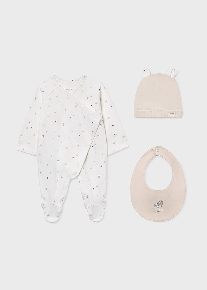 Mayoral Baby Unisex 3 Piece Gift Set - Babygrow, Bib & Hat Set - 9979