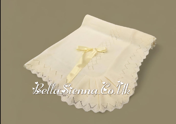 Bella Sienna Lemon Knitted Luxury Shawls With Bow - 2660