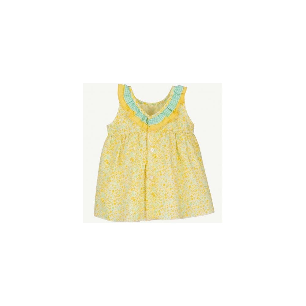 Calamaro Lemon & Green Floral Dress - 21232