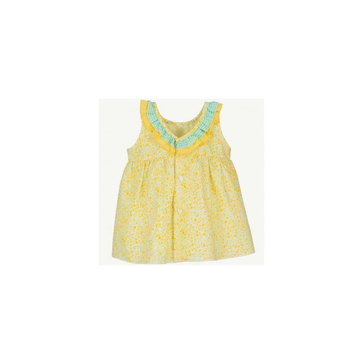 Calamaro Lemon & Green Floral Dress - 21232