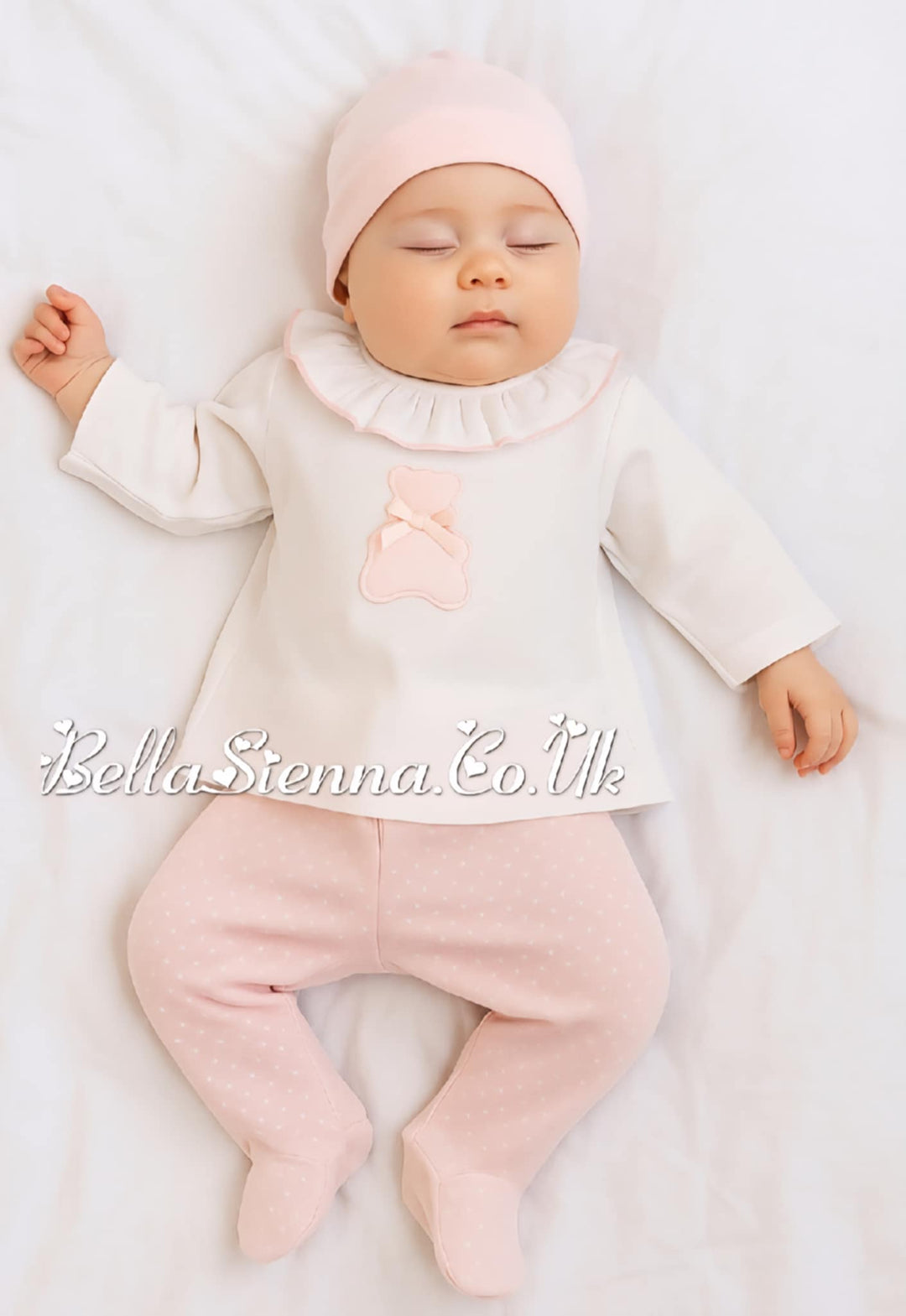 Girls Pink & White Teddy Bear Two Piece Set - MOD02