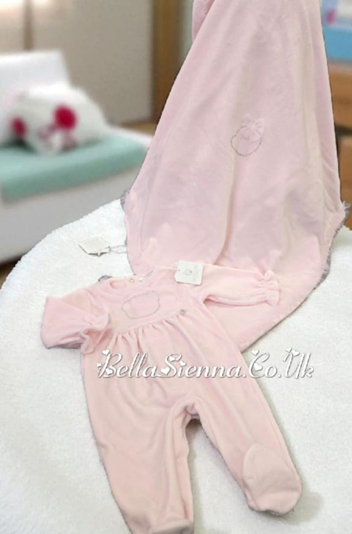 Deolinda "SUPERSTAR" Pink Velour Teddy Bear Diamante Blanket - DBI25M06