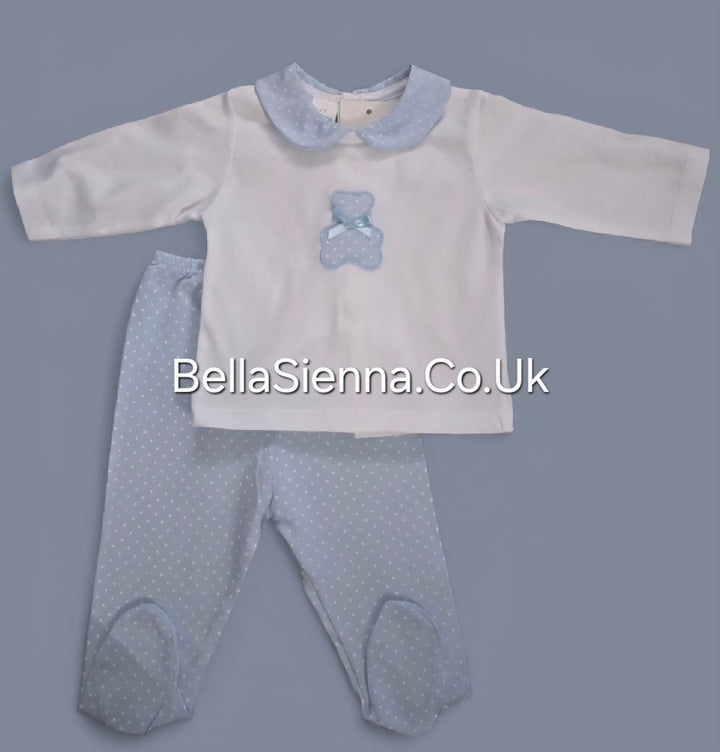 Boys Blue & White Teddy Bear Two Piece Set - MOD02