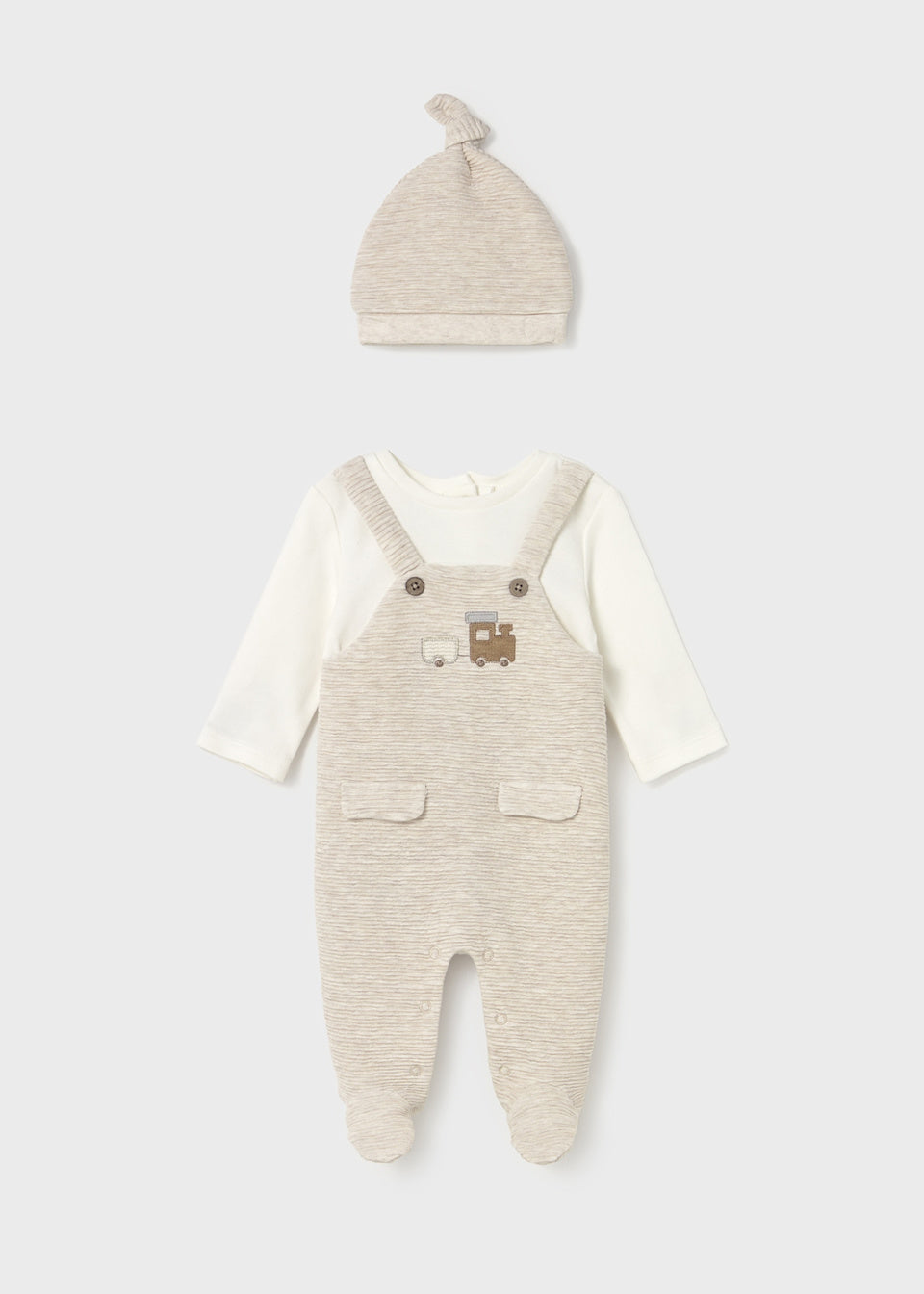 Mayoral Baby Boys All In One Train Outfit With Matching Hat - Blanket Also Available - 2609
