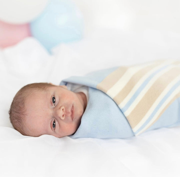 Blues Baby Boys Blue & Beige Knitted Romper - BB2127