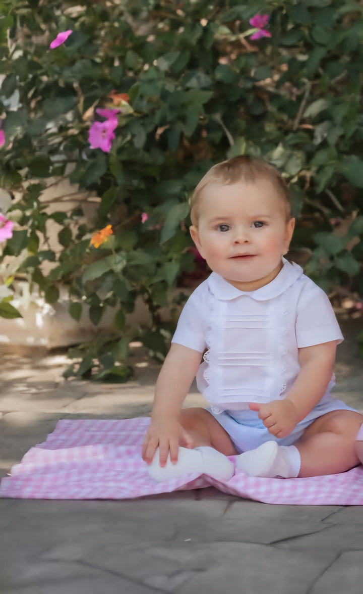 Miranda Baby Boys Two Piece White & Blue Set - 27 23