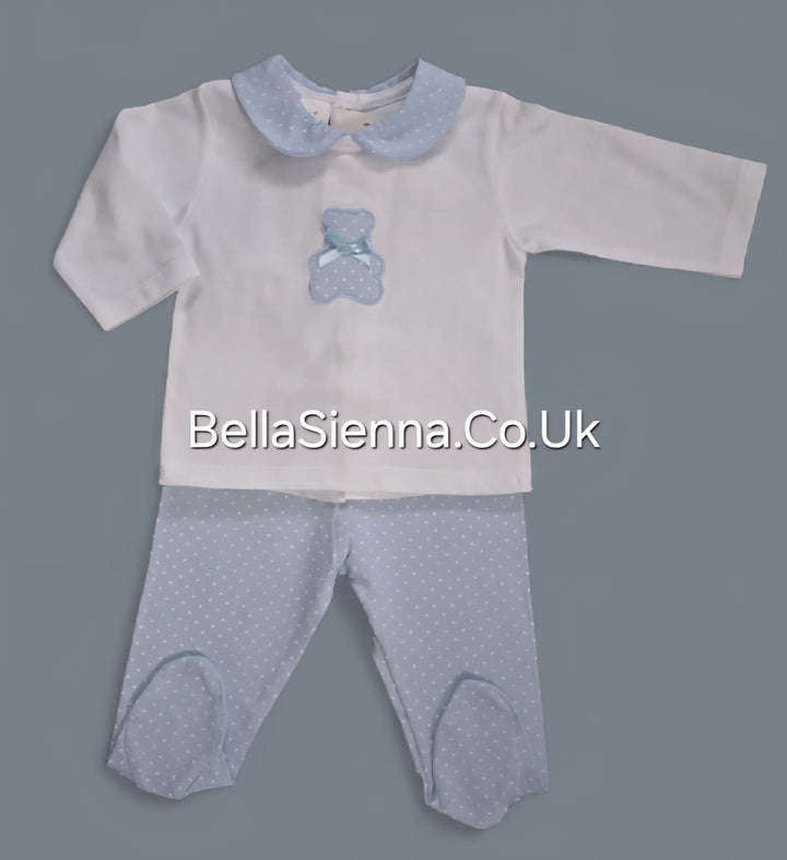 Boys Blue & White Teddy Bear Two Piece Set - MOD02