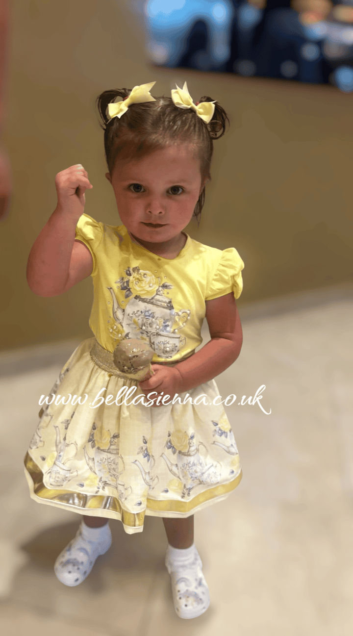 Lemon Girls "Tea Party" Top & Skirt Set With Bows On The Sleeves - 3613