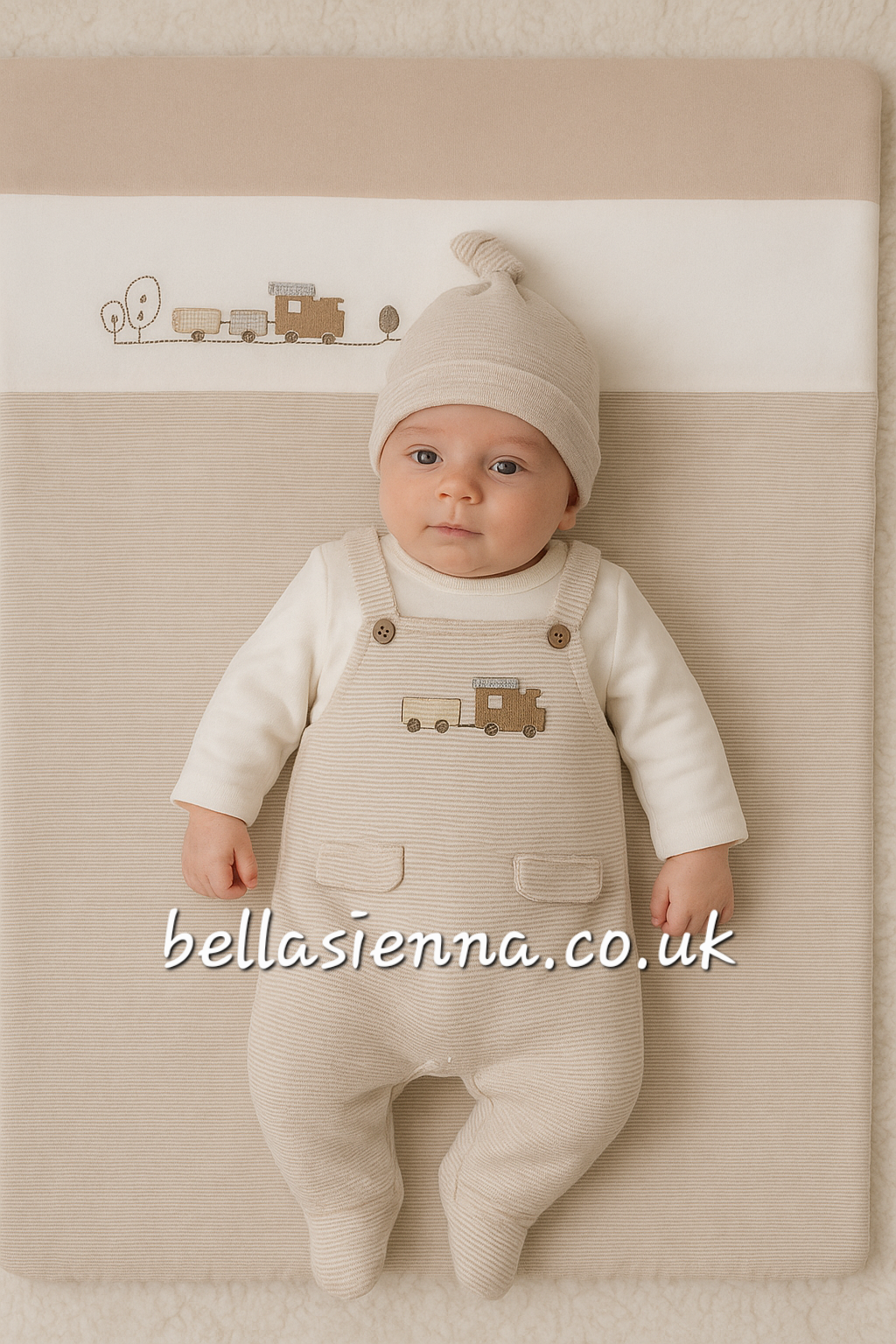 Mayoral Baby Boys All In One Train Outfit With Matching Hat - Blanket Also Available - 2609