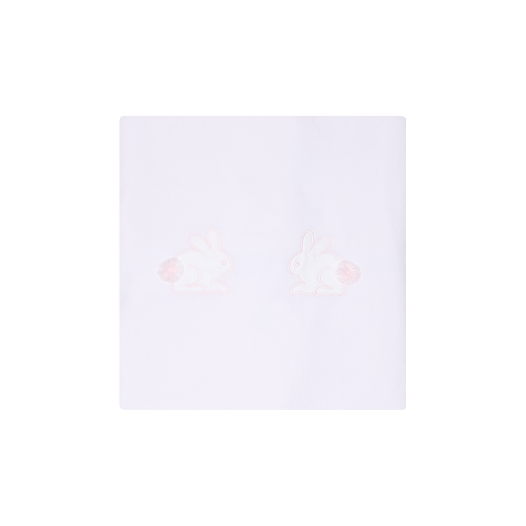 Deolinda Baby Girls White & Pink Velour Blanket With Embroidered Bunny Rabbits - DBI25M19