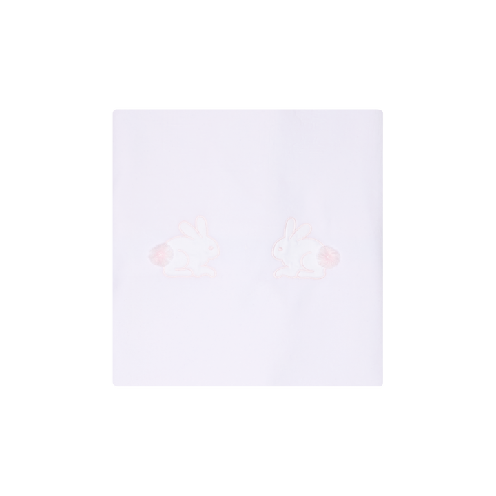 Deolinda Baby Girls White & Pink Velour Blanket With Embroidered Bunny Rabbits - DBI25M19