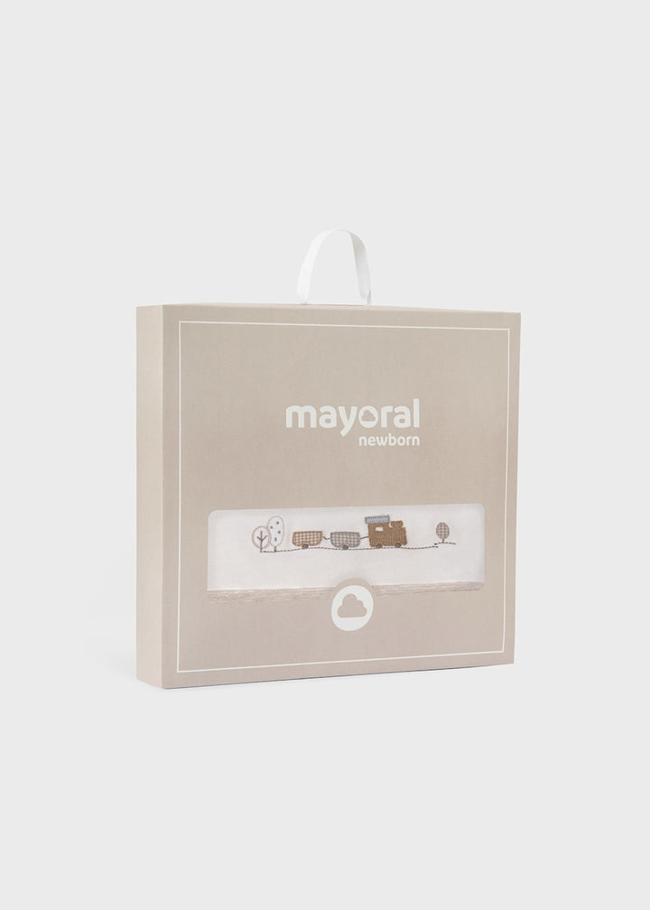 Mayoral Baby Boys Ivory & Beige Train Blanket - 9958