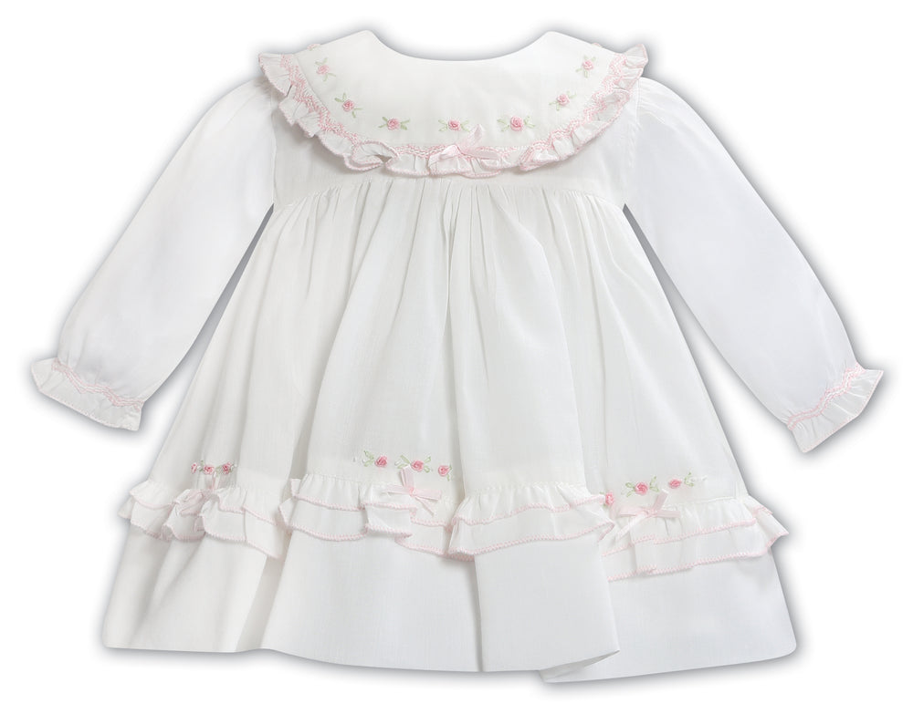 Sarah Louise Ivory & Pink Hand Smocked Dress - 013698 - 013355
