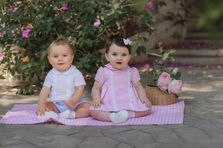 Miranda Baby Boys Two Piece White & Blue Set - 27 23