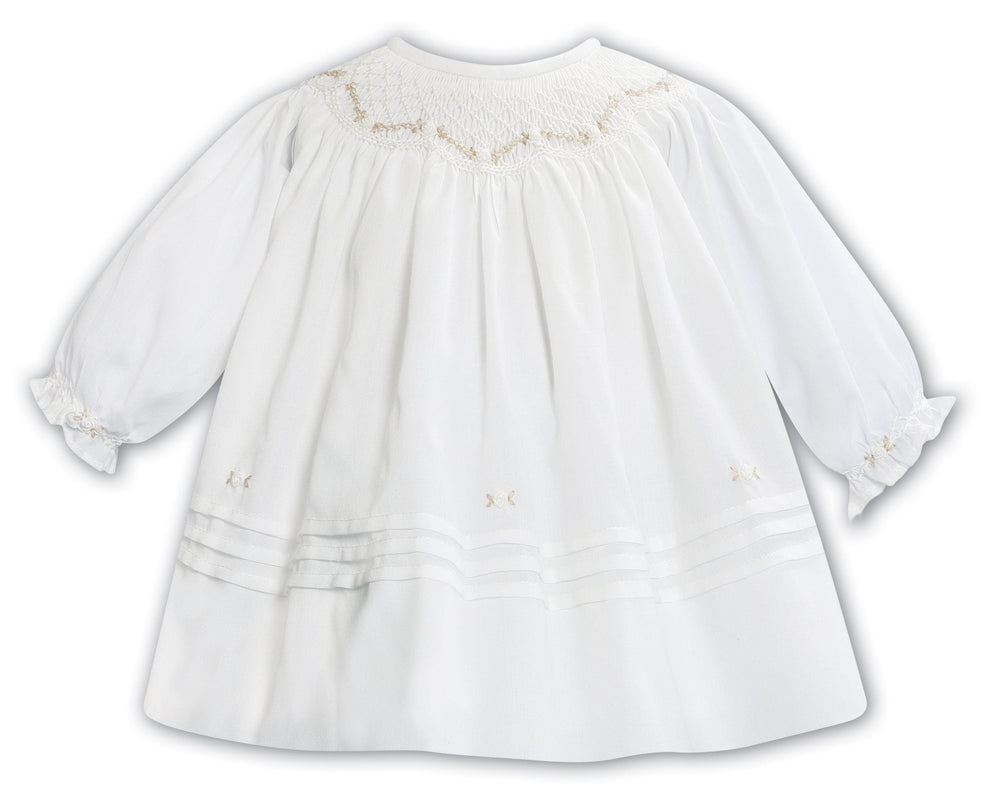 Sarah Louise Ivory & Beige Hand Smocked Dress - 013677 - 013352
