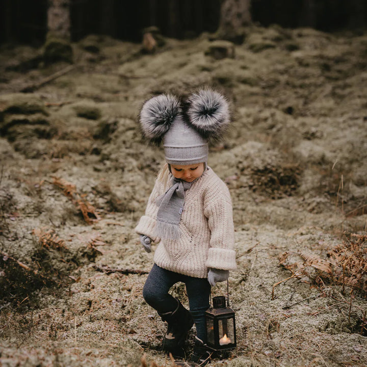 Sätila "TINDRA" Grey Double Pom Pom Hat