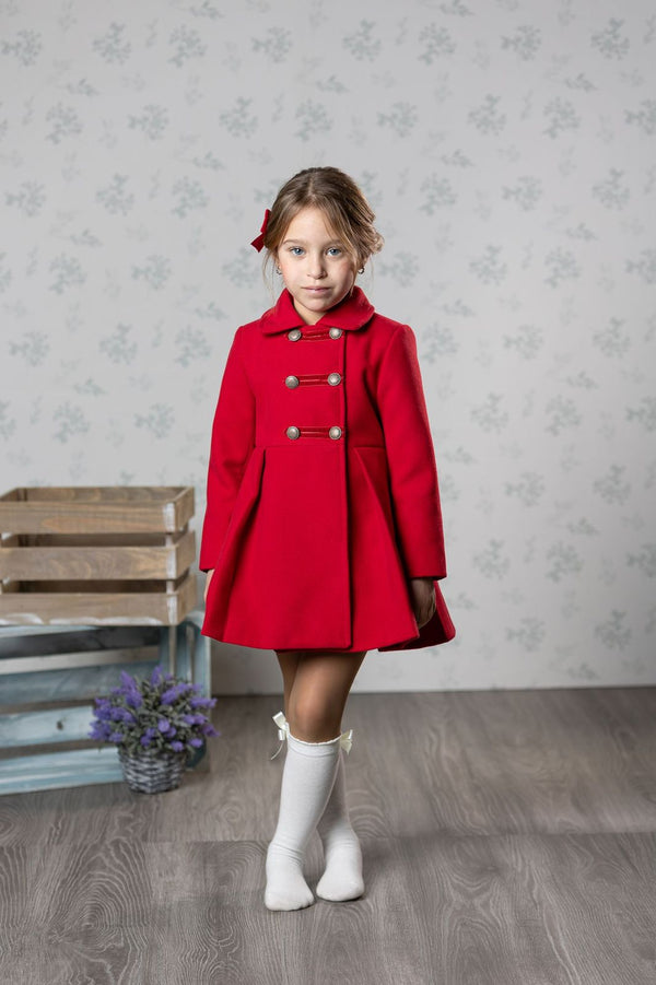 Abuela Tata Girls Red Traditional Style Coat With Bow On The Back - 220245