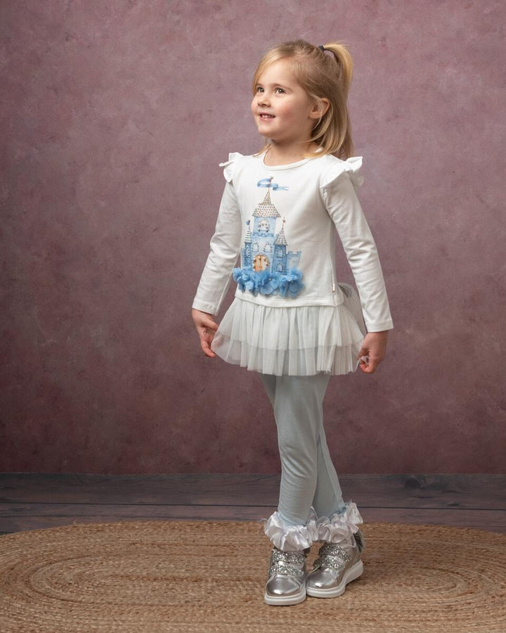 Caramelo Kids *Diamante Castle Leggings Set - 011477 - Sky Blue