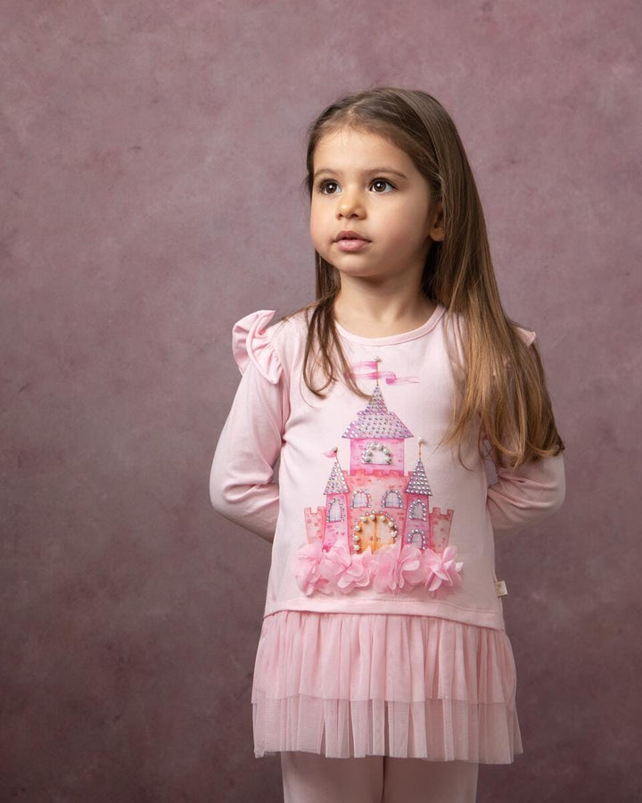 Caramelo Kids Diamonte Castle Leggings Set - 011477 - Pink