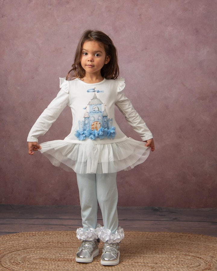 Caramelo Kids *Diamante Castle Leggings Set - 011477 - Sky Blue
